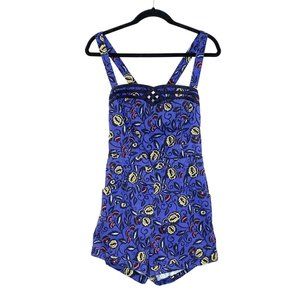 Anthropologie Cartonnier Size 6 Blue Floral Midsummer Romper